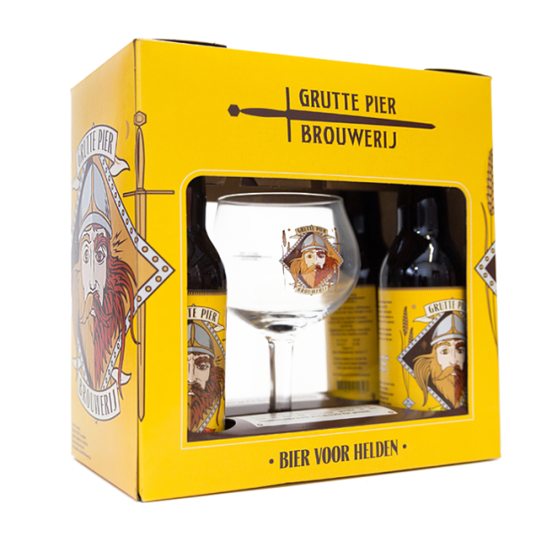 GESCHENKVERPAKKING GROOT 4x 33cl FLES + GLAS