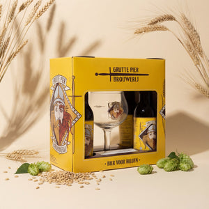 GESCHENKVERPAKKING GROOT 4x 33cl FLES + GLAS